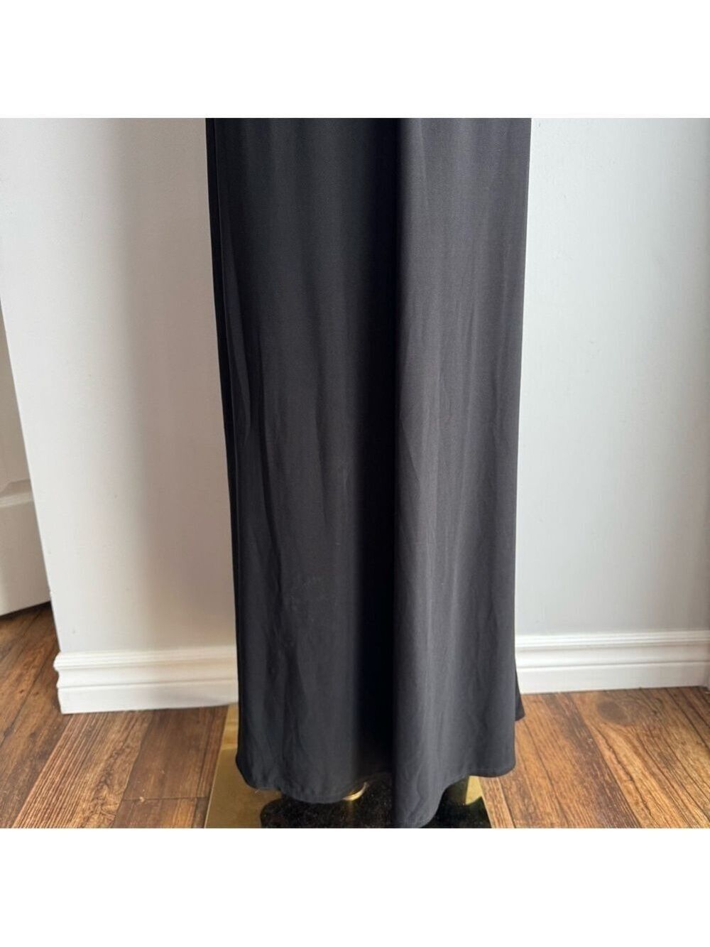 Black Beaded Maxi Dress Sz 2 XS Sleeveless V-Neck Boho Glam Evening Gown Party - Picture 8 of 15